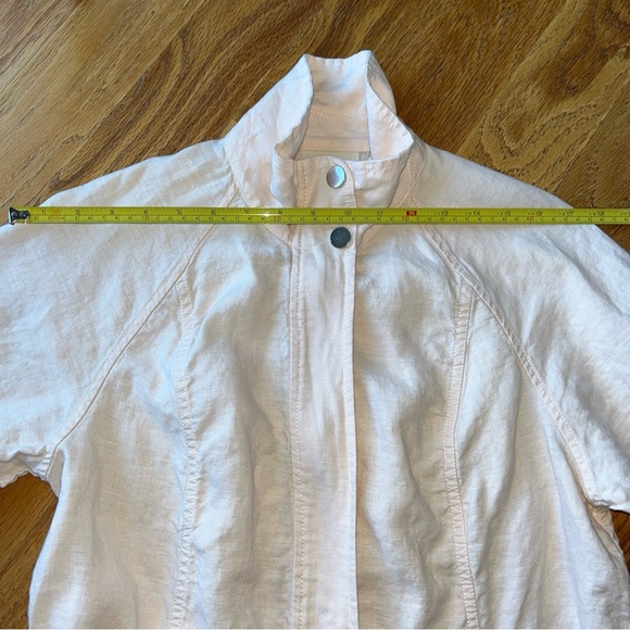 Chico's Jacket Women's 1 US Medium Pink Linen Cutwork Topper 3/4 Sleeves - Picture 6 of 13